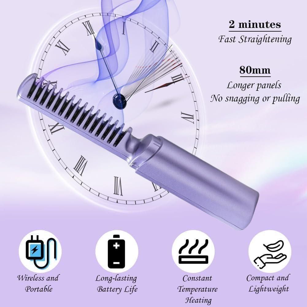 Mini Cordless Hair Straightener Comb
